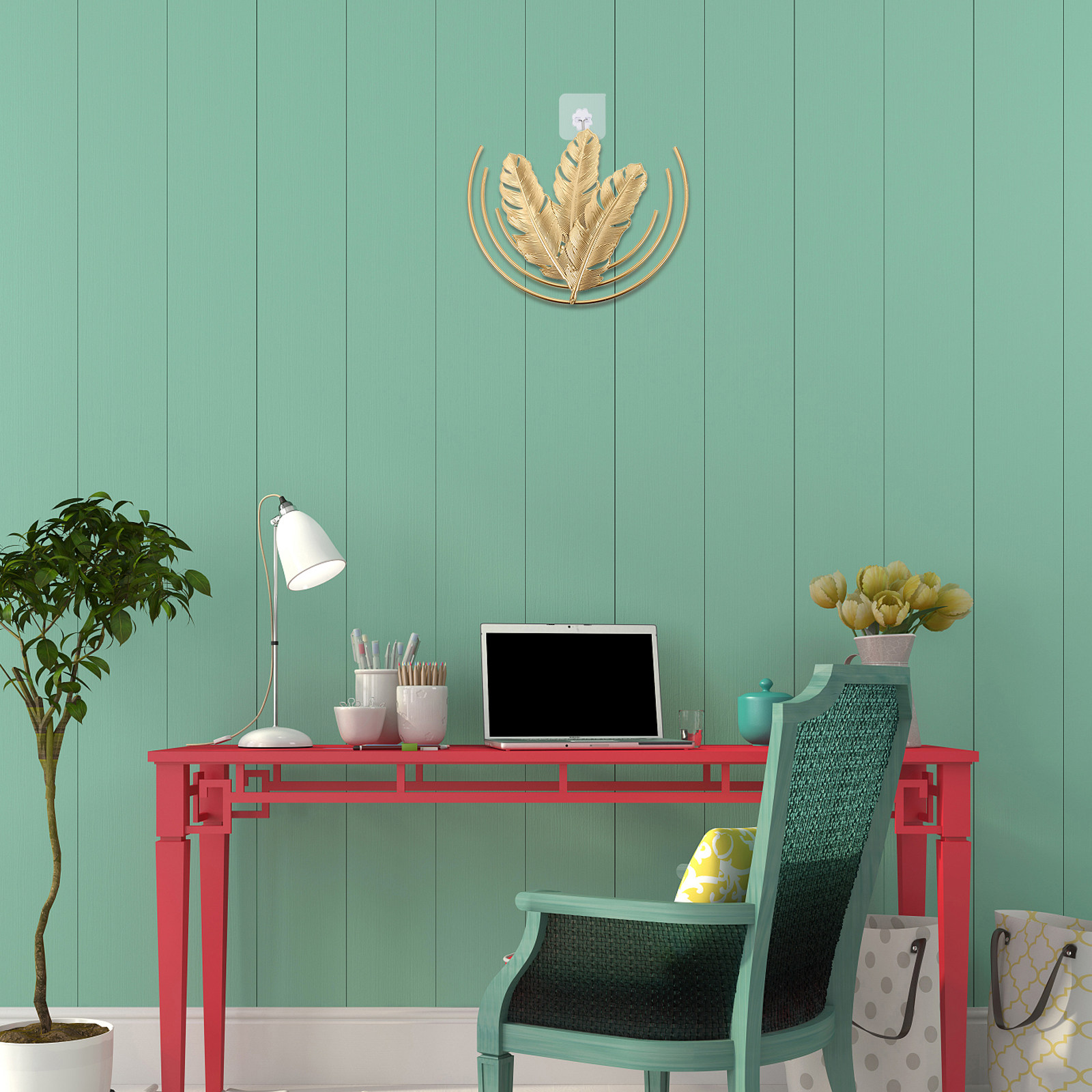 Home Office Background - قلادة فنية من الحديد على شكل