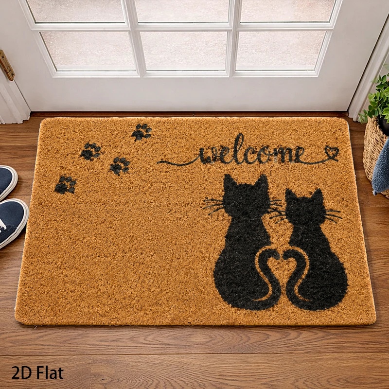 Home Office Background - سجادة أرضية بتصميم قطط سوداء، بتصميم