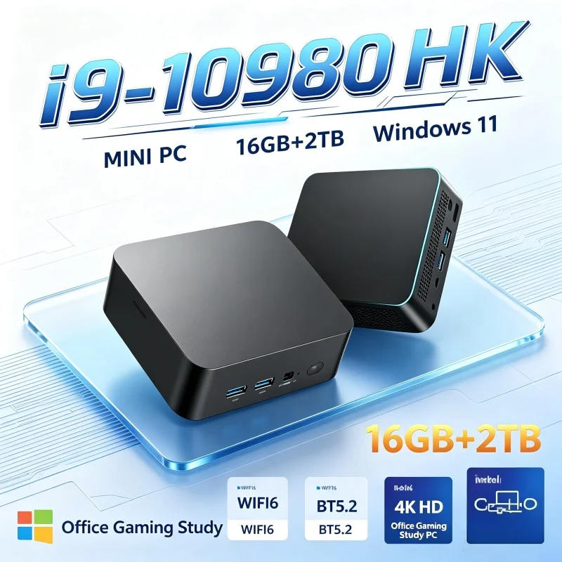 Home Office Windows 11 - كمبيوتر صغير إنتل كور I9-10980HK، ذاكرة