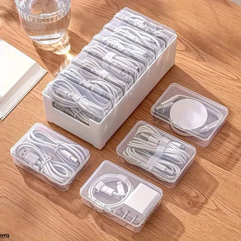 Cable Management Box - منظم الكابلات، صندوق تخزين بلاستيكي متين،