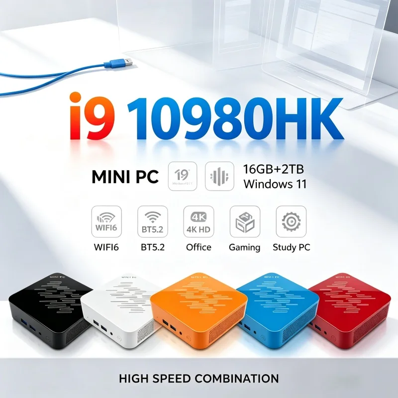 Home Office Windows 11 - كمبيوتر مكتبي صغير خفيف الوزن ومدمج،