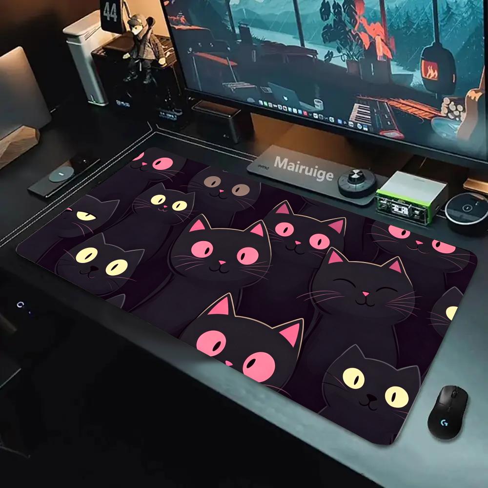 Home Office Keyboard - سجادة ماوس كبيرة بتصميم قطة سوداء