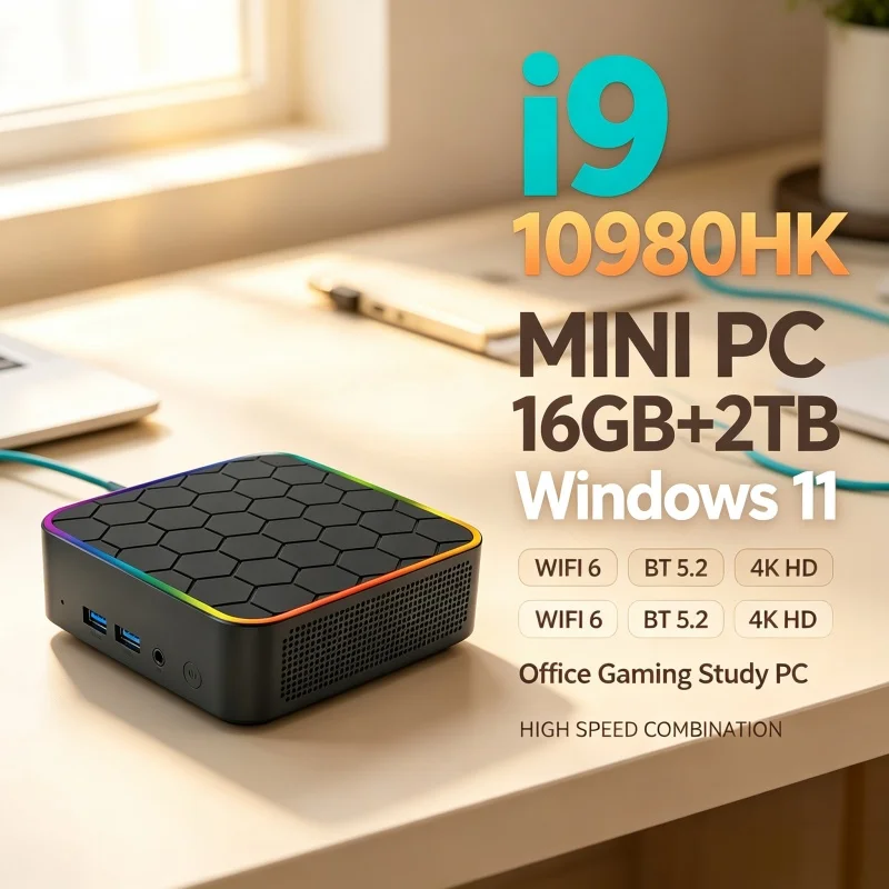 Home Office Windows 11 - جهاز كمبيوتر صغير قوي بمعالج Intel