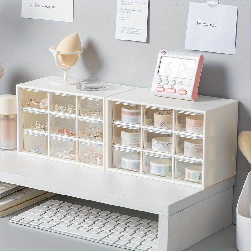 Home Office Desk With Drawers - صندوق تنظيم إبداعي بـ 9 أقسام،