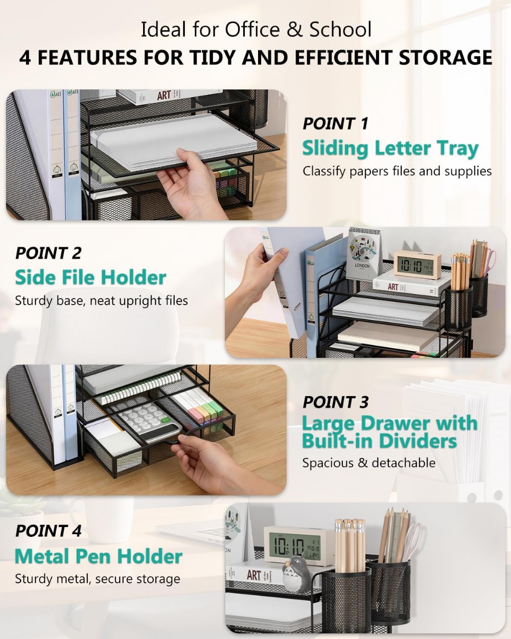 منظم ملفات مكتبي من 4 طبقات مع - مراجعة Home Office Desk With Drawers وسعره