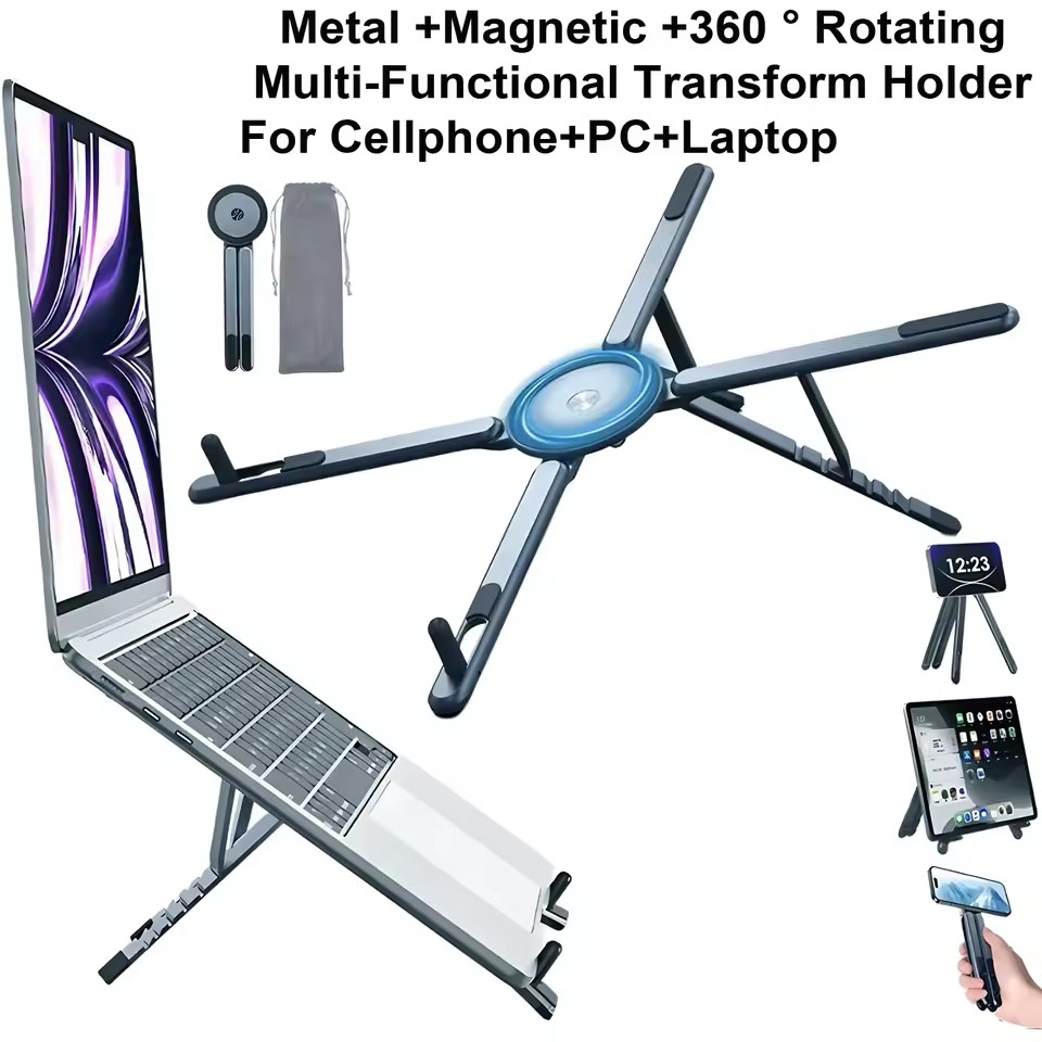 حامل هاتف مغناطيسي محمول وعصا  - مراجعة Laptop Stand Foldable وسعره