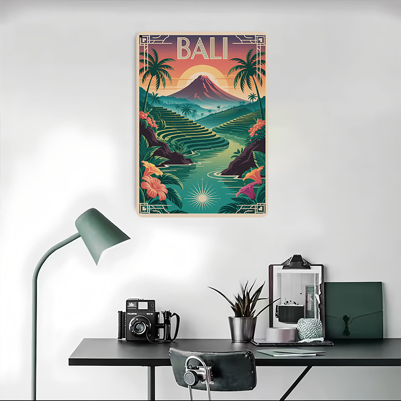 لوحة معدنية مخصصة بتصميم فن ال - مراجعة Home Office Bali وسعره