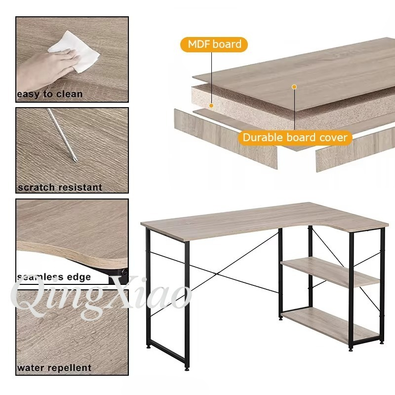 مكتب زاوية على شكل حرف L مع رف - مراجعة Home Office Desk With Drawers وسعره
