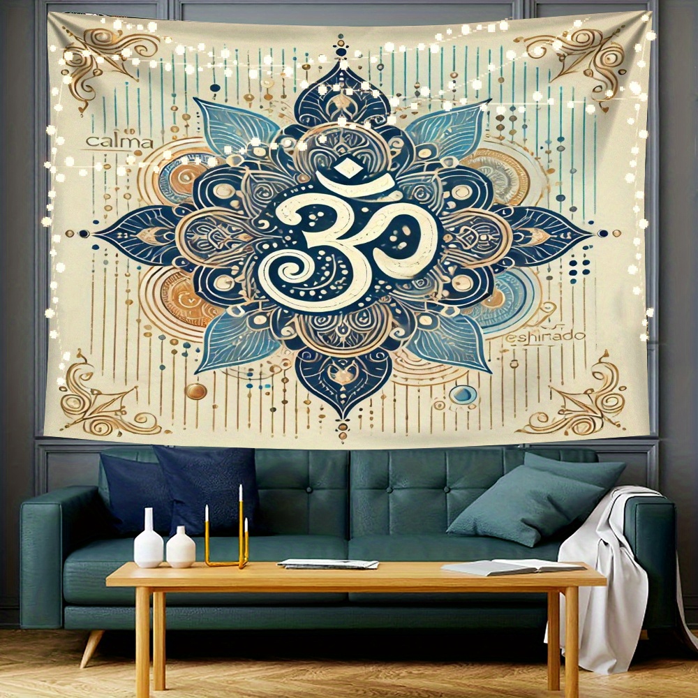 1 قطعة ماندالا وأوم رمز مطبوعة - مراجعة Home Office Background وسعره
