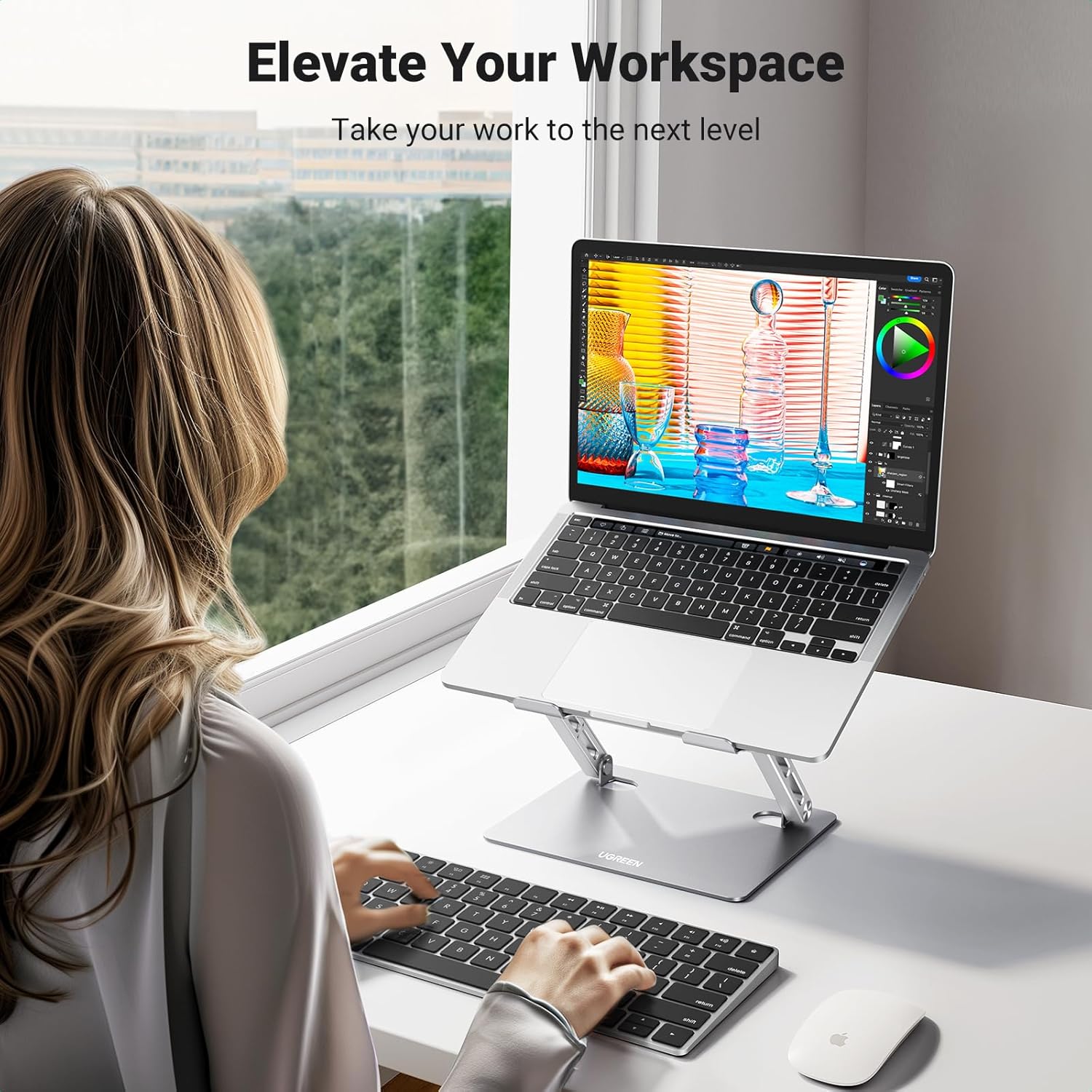 حامل كمبيوتر محمول UGREEN، حام - مراجعة Laptop Stand Foldable وسعره