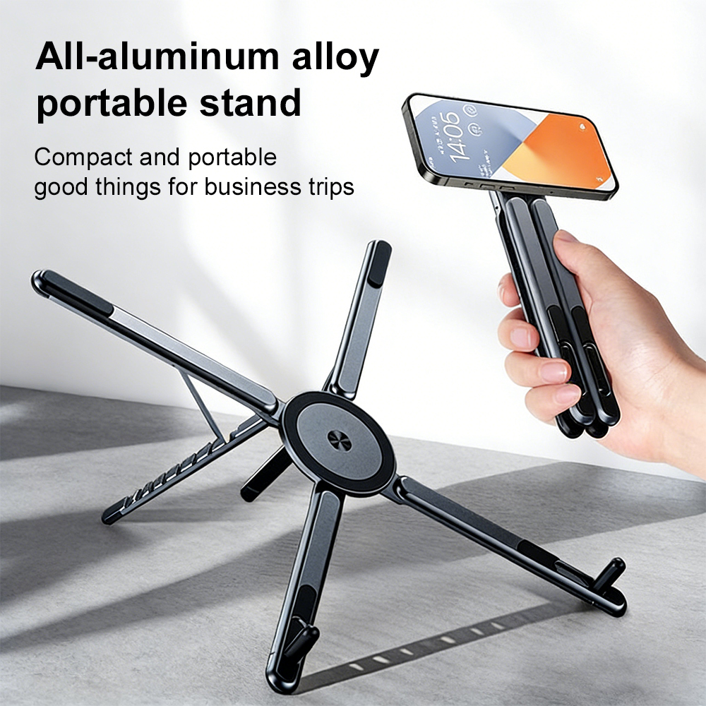 حامل هاتف مغناطيسي محمول وعصا  - مراجعة Laptop Stand Foldable وسعره